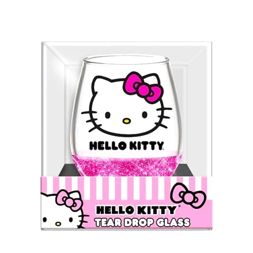 Hello Kitty Pink Glitter Bow Stemless Wine Glass